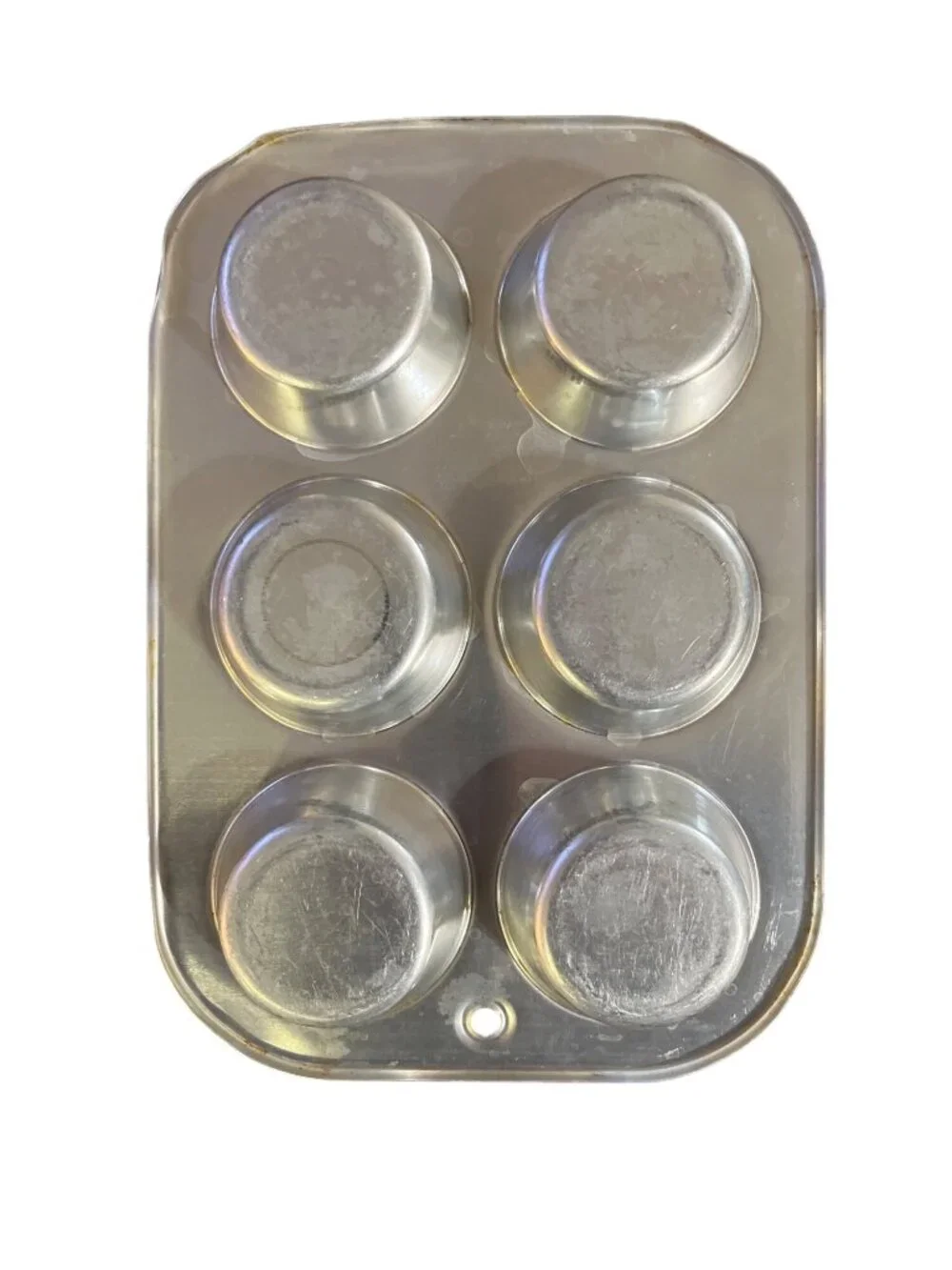 Vintage Worthmore Aluminum Muffin Pan 6 Cup Made in USA Cupcake Baking Tin Used